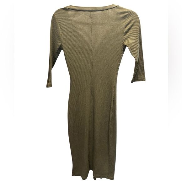 EUC Charlotte Ruase Women’s Olive Green V-Neck Ribbed Bodycon Midi Dress Size XS - Picture 4 of 5
